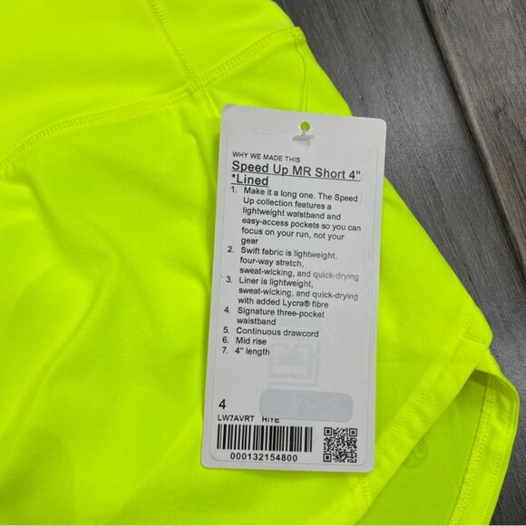Lululemon NWT Speed Up Mid-Rise Short 4" Highlight Yellow - Picture 6 of 9